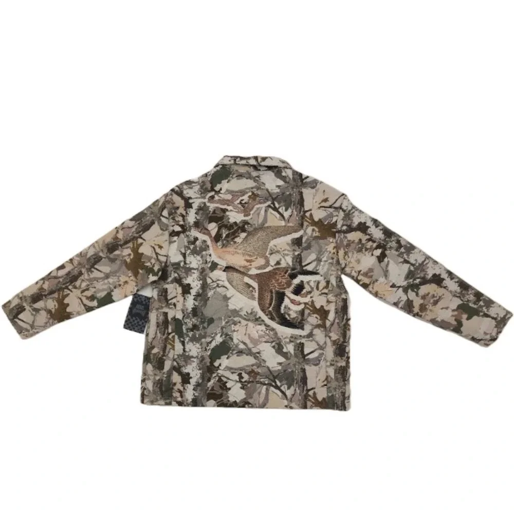 Rebel Vengeance Tapestry Jacket Mens Large Camo Duck Print Button Up‎ Shirt NWT